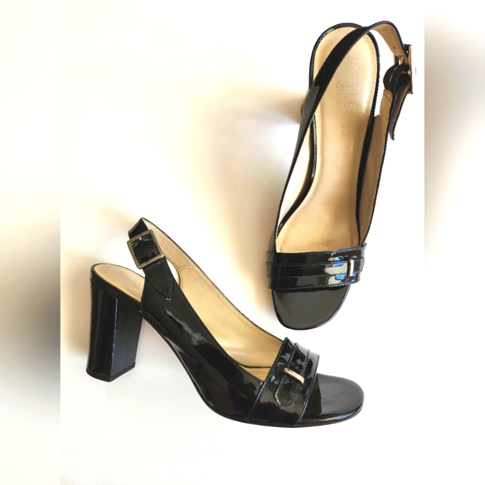 Talbots Black Patent Leather Block Heel Shoes - Size 9.5 **NEW PRICE**